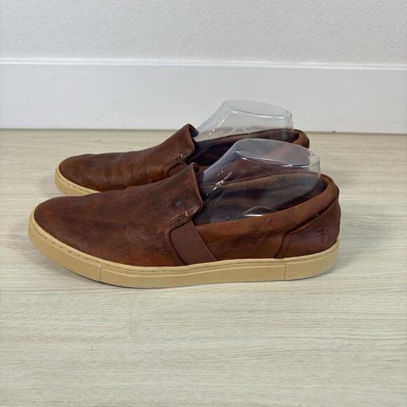 Frye Casual Slip On Shoes 10 Brown Leather Minimalist Comfort Everyday Sneaker - Picture 1 of 9